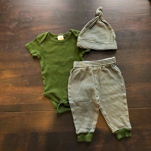 Green ribbed 3 piece set